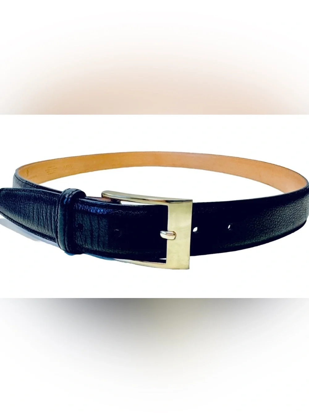 Martin Dingman Countrywear Mens 40 Black Tumbled Glove Leather Gold Buckle Belt
